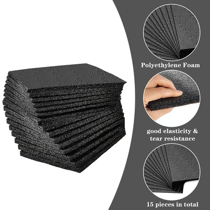 Lemecima 15 Pcs 12" x 8" x 0.5" Black Polyethylene Foam Packing Sheets for Craft, Shipping, Moving