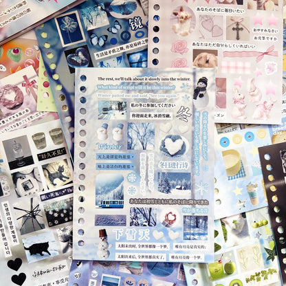 600+Japanese Stickers for Journaling Supplies,30 Sheets Decorative Scenery Sentences Themed Japanese Sticker Book for Scrapbooking,Junk Journal Supplies, DIY Crafts (Monsoon)