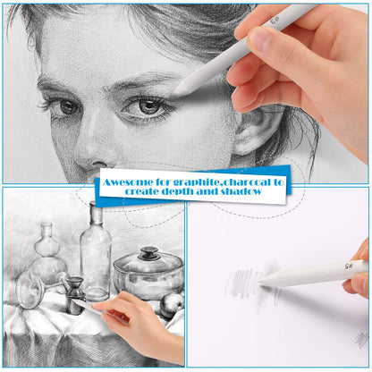 AGPTEK 22 PCS Sketch Drawing Tools, 16 Blending Stumps Set with 2 Sandpaper Pencil Sharpeners, 1 Pencil Extension Tool, 2 Erasers & 1 Felt Bag for Student Sketch Drawing Accessories