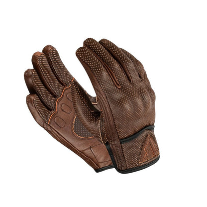 ValuxeStyle Men's Perfect Motorcycle Perforated Black Leather Gloves-Knuckle Protection-Comfortable Leather Gloves for Men (Brown, Large)