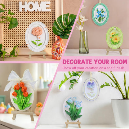 Plaster Painting Kit for Kids & Adults with 3D Ready-to-Paint Ceramic Flowers, 12 Paints, Pearl Stickers & More Bulk Party Favors Birthday Mother’s Day Gifts Home Decor