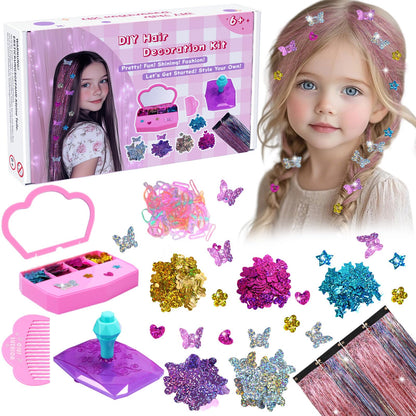 AOSITE Hair Gem Stamper, Girls Hair Bedazzler Kit with Hair Glitter Patch, 10 Pack Hair Jewel Stamper for Girls Toy, Hair Design Art Crafts Gift Ages 6-12, Reusable Hair Styling Tool