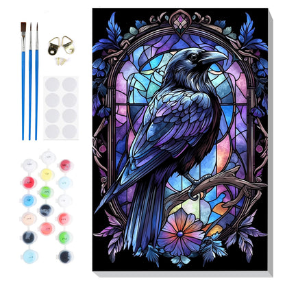 Bowetile Bird Framed Paint by Numbers for Adults, Adults' Paint-by-Number Kits on Canvas, Easy Acrylic Animals Number Painting Crafts Kits Halloween Gifts for Home Decor, 8x12in