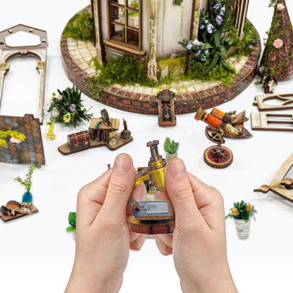 JOINCON DIY Miniature House Kit,Tiny House Castle Shape Flower Room DIY Dollhouse Miniature Kit for Adults Teen 3D Wooden Craft Mini Model Kit, Gifts Home Decor- Dreamland Floral Studio (SQ-66)