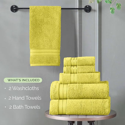 Elegant Comfort Luxury 6-Piece Towel Set, Premium Soft 100% Turkish Cotton