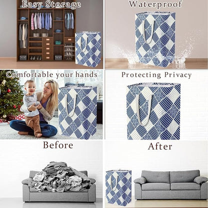 Waterproof Laundry Hamper Collapsible Laundry Basket Leather Handle Laundry Bag