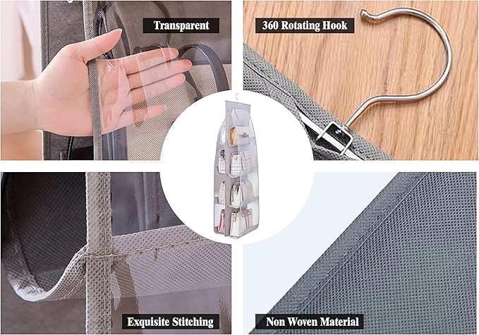 AARAINBOW 2 Packs Hanging Handbag Purse Organizer, Hanging Hand Bag Organizer