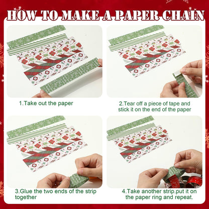 JarThenaAMCS 300Pcs Christmas Paper Chains Double-Sided Red Green Decorative Paper Links for Winter Xmas Party Favors DIY Crafts Supplies