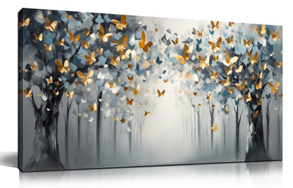 SIXTTART Butterfly Wall Art for Bedroom - Tree Wall Art Canvas for Living Room - Home Office Decor Women Size 20" x 40"