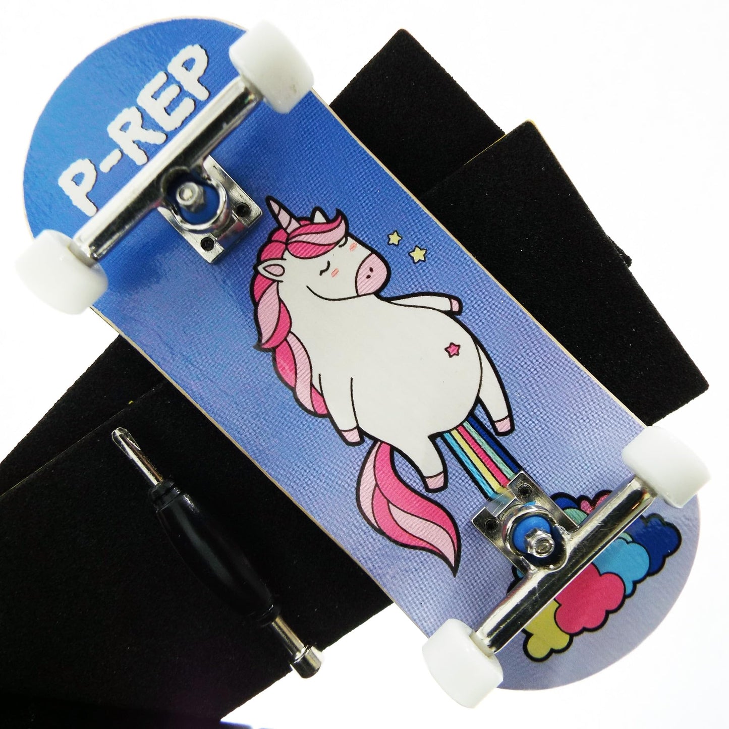 P-REP V2 Pro Performance Complete Wooden Fingerboard kit with Urethane Wheels and Bushings 34mm - Smell the Rainbow