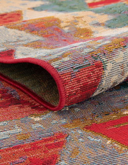 Unique Loom Outdoor Modern Collection Area Rug - Tamarindo (4' 1" x 6' 1" Oval Multi/Burgundy)