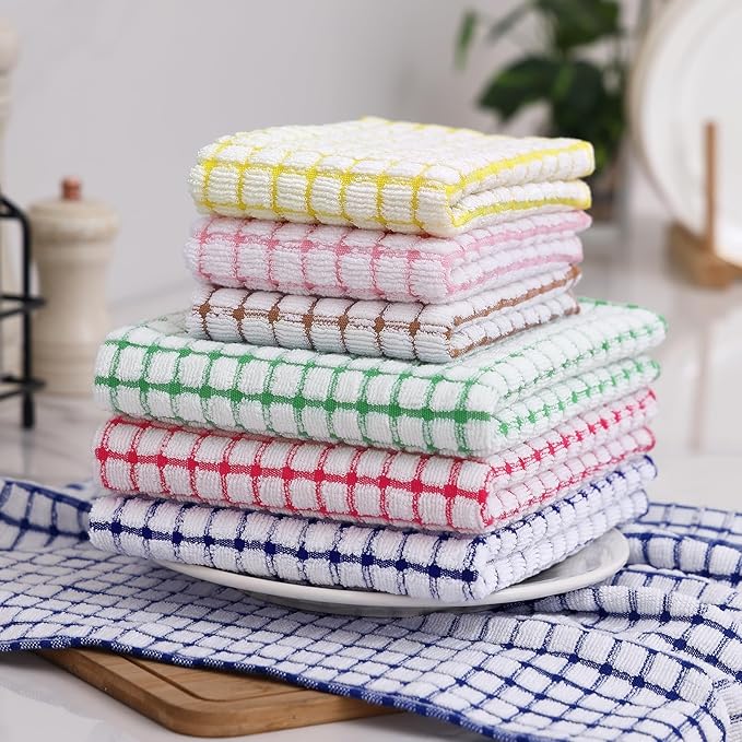 Homaxy Kitchen Towels and Dishcloths Set, 16 x 25 and 12 x 12 Inches, Super