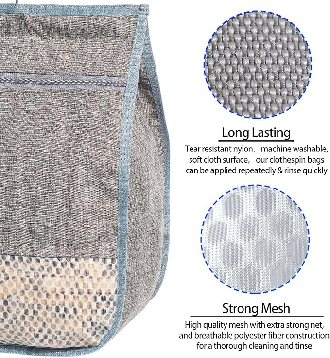 Laundry Clothespin Bag for Clothesline Outdoor, Clothes pin Bag