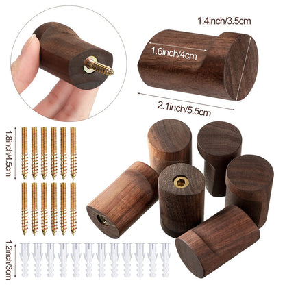 Roowest 12 Pack Walnut Wood Wall Hooks Natural Wooden Coat Hooks Wall Mounted Handmade Rustic Decorative Modern Hanging Backpack Hanger for Towel Mug Clothes Holder Heavy Duty Entryway Peg