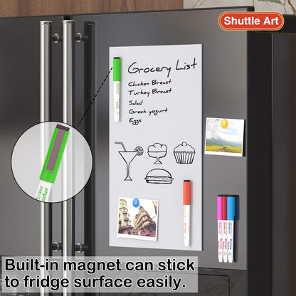 Shuttle Art Magnetic Whiteboard Markers, 20 Pieces Fine Tip and Eraser, Dry Erase Whiteboard Markers, for Writing on Whiteboards, Weekly Planner, Glass for School Office Home
