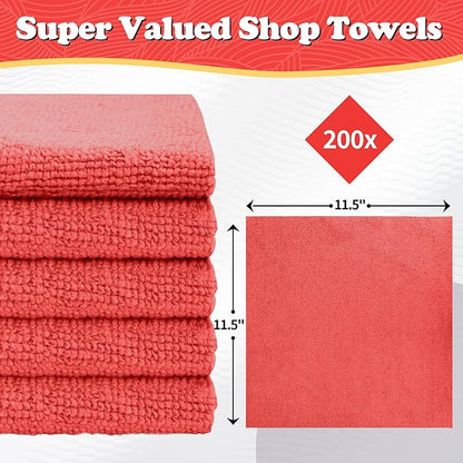 FIXSMITH Shop Towels, 200 Pack Microfiber Towels