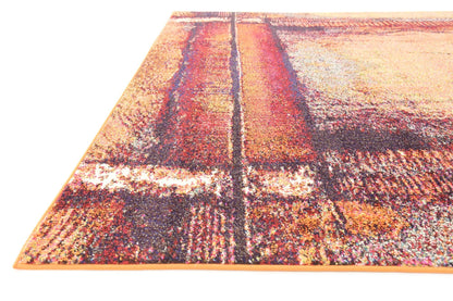 Unique Loom Estrella Collection Rustic, Distressed, Modern, Abstract Area Rug (7' 0 x 10' 0 Rectangular, Orange/Black)