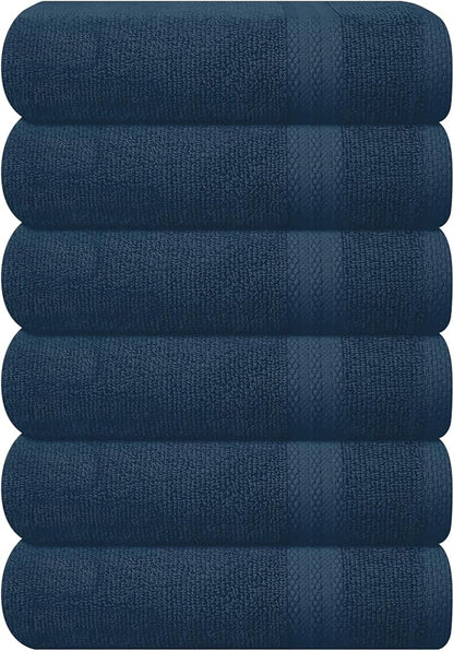 GLAMBURG Ultra Soft 6-Piece Hand Towel Set 16x28-100% Ringspun Cotton