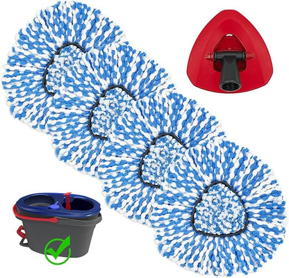 4Pack Mop Replacement Head for O Cedar RinseClean 2 Tank System, 1 Pack Mop