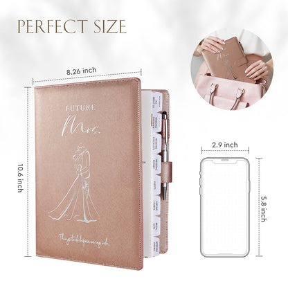 AW BRIDAL Future Mrs Wedding Planner Book and Organizer Gift Set, Personalized Destination Wedding Planners, Rose Gold Planning Gift for Bride and Engaged Couples, Cool Engagement Gifts for Her