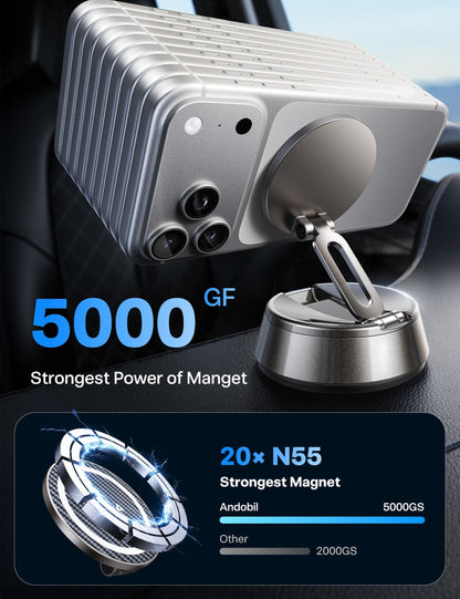 andobil 2026 Upgrade for Magsafe Car Mount [Strongest Suction & Magnet] Vacuum Magnetic Phone Holder for Car 360° Adjustable Car Cell Phone Holder Mount for iPhone 17 Pro Max 16/15/14/13/12