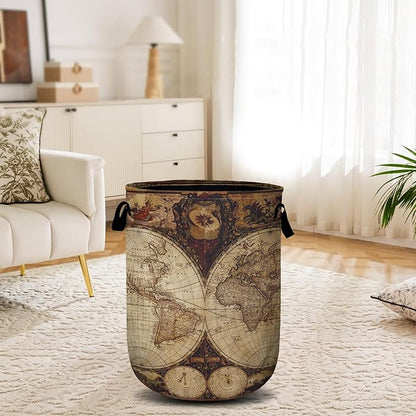 World Map Laundry Basket, Laundry Hamper Collapsible Oxford Cloth