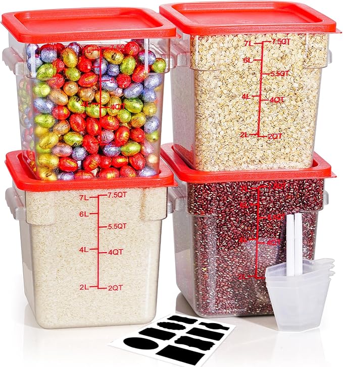 8QT NSF Food Storage Containers: 8 PCS Clear Food Storage Containers