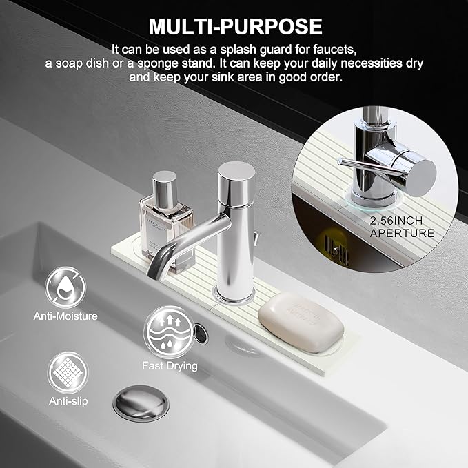 Faucet Mat for Kitchen Sink, Diatomite Fast Drying Stone Sink Tray, Super