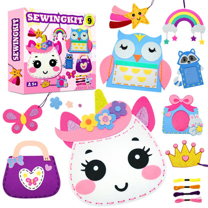 powerful xishan Sewing Kit for Kids, Unicorn 9 Thick Easy DIY Projects Sewing Kits, Beginners Girls Arts & Crafts for Ages 5+, Instructions & Felt, Birthday Gifts, Enlightenment