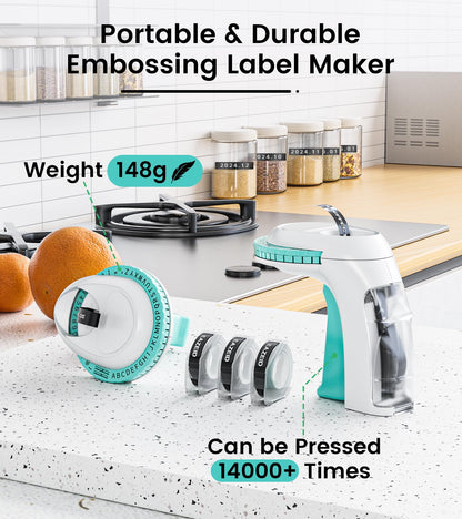 EazeID Embossing Label Maker Machine, Retro Embossed Label Maker Vintage, Handheld Old School Embosser with 3Rolls 3D 9mm 3/8 Inch Embossing Label Tapes for School Kids Items Home Office Scrapbooking