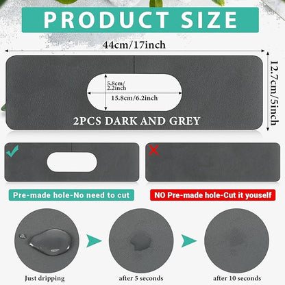 Tioncy 2 Pcs Faucet Mat Sink Splash Guard Oval-hole Oval Splash Pad