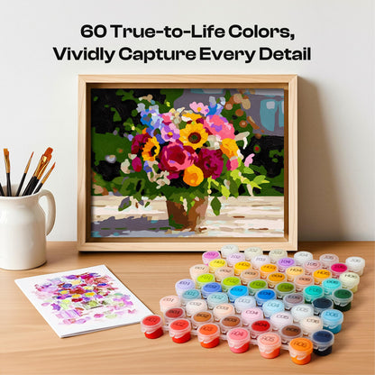 Caydo 4 Pack Custom Paint by Numbers Kit for Adults, Turn Your Photo into Paint Templates via App, A4 Canvases, 10 Brushes & 60 Colors, Relaxing Crafts Gift for Dog Lovers to Create Home Wall Art