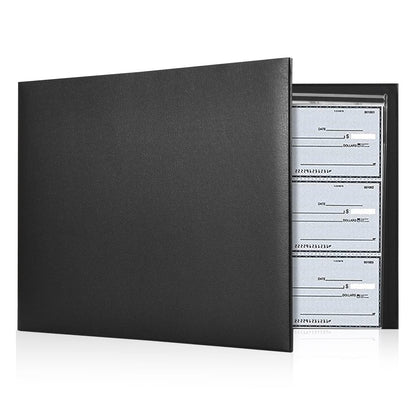 7 Ring Check Binder, 3-On-A-Page Business Checkbook Holder, 500 Checks Capacity, with 2024-2030 Calendar Organizer, Sleek Business Design (Black)
