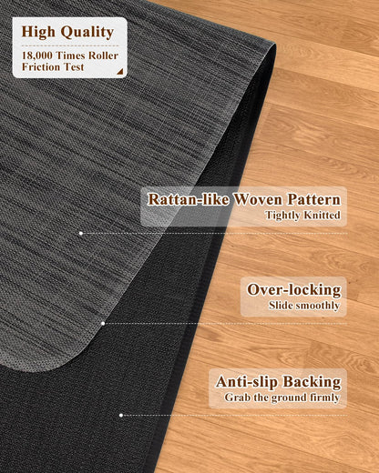 Soimeat Office Chair Mat for Hardwood Floor, 35.4" x 47.2" Non-Slip Desk Computer Chair Mat, PVC Floor Mat for Rolling Chair, Heavy Duty Wood/Tile Floor Protector Desk Rug for Home Office, Black