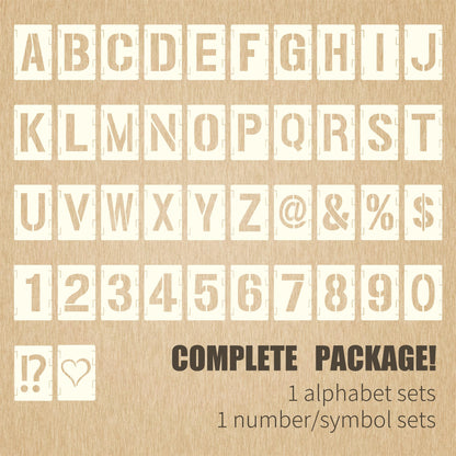 42pcs Traceable Interlocking Stencil Template Set, 2 Inch Reusable Letter Stencils for Painting, Alphabet Numbers and Symbols for Bullet Journal Canvas Rock Sign Wall Art Fabric Chalkboard