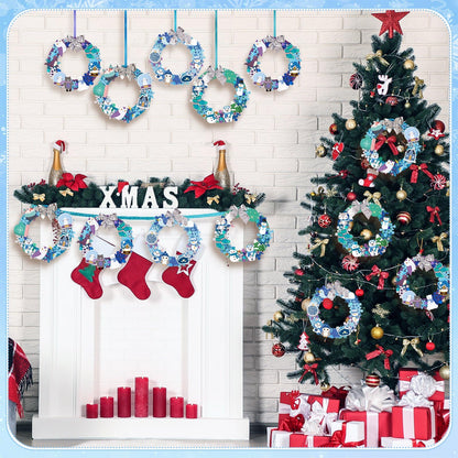 Moucuny 620/600 Pcs Winter Wreath Craft Kits DIY Snowman Christmas Wreath Crafts Kits Xmas Winter Home Decorations for Party Favors(Polar,Purple, Cyan, Light Blue, Dark Blue)