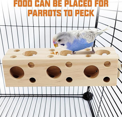 Natural Bird Wooden Block Chewing Toy,Parakeet Toys, Bird Cage Accessories for Hamster Cockatiels Conures Budgie