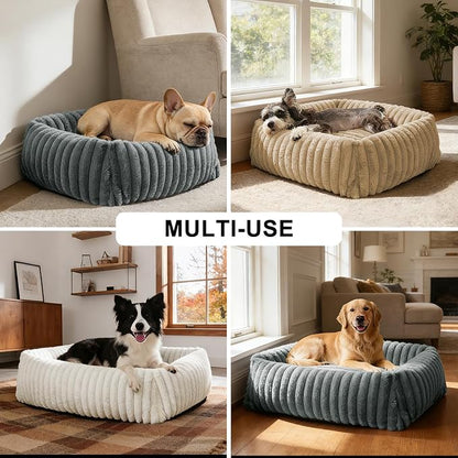 FURTIME Medium Dog Beds for Medium Dogs Washable, Orthopedic Dog Bed, Rectangle Warming Soft Calming Sleeping Puppy Bed Durable Pet Bed with Anti-Slip Bottom