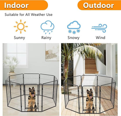 BestPet Dog Playpen, 40 Inch 8 Panels Pet Exercise Pen, Indoor Outdoor Dog Fence for RV, Camping, Yard, Black