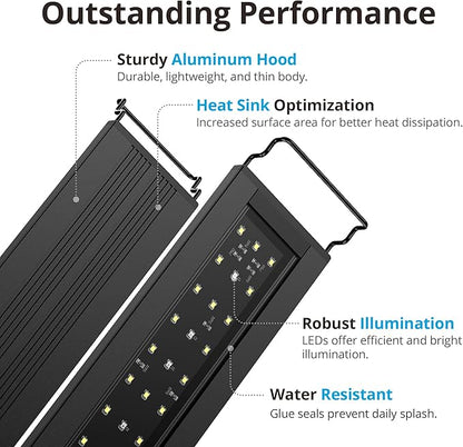 NICREW C10 Plants LED Aquarium Light, 30-36 in, 20Watts, Full Spectrum Fish Tank Light with Timer, Day and Night Cycle, Brightness Adjustable