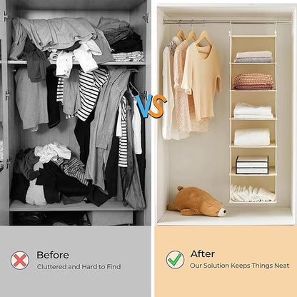 MAX Houser 6 Tier Shelf Hanging Closet Organizer, Closet Hanging Shelf