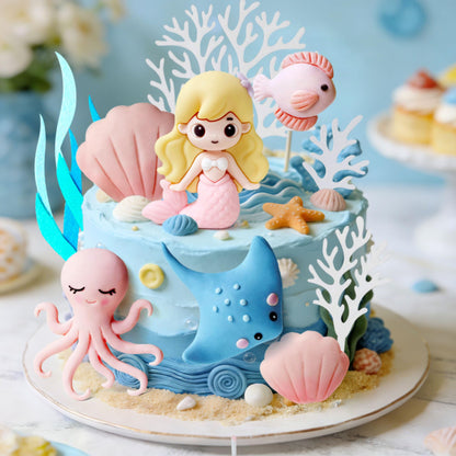 Under the Sea Ocean Birthday Cake Decorations Sea Ocean Party Favor Supplies for Sea Ocean Theme Baby Shower Birthday Party