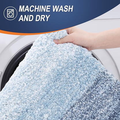 OLANLY Bathroom Runner Rugs Mat 47x24, Extra Soft Absorbent Microfiber Bath Rugs, Rubber Backing, Quick Dry, Washable Long Bath Mats for Bathroom Floor, Tub and Shower, Home Decor Accessories, Blue
