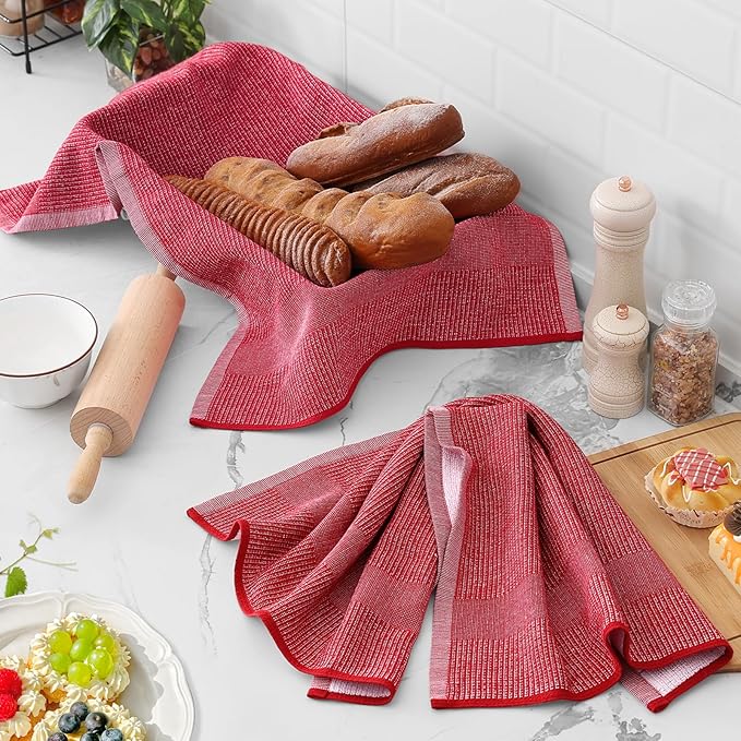 Homaxy Premium Kitchen Towels, Large Cotton Kitchen Hand Towels, Flat and Terry