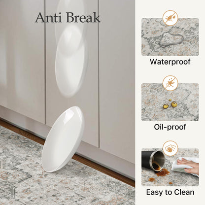GENIMO Kitchen Mats for Floor 2PCs, Washable Anti Fatigue Mat for Cushioned, 17.3"x47"+17.3"x30", Waterproof Kitchen Rugs, Non Slip Comfort Standing Mat Rug for Home, Sink, Laundry, LightTaupeBrown
