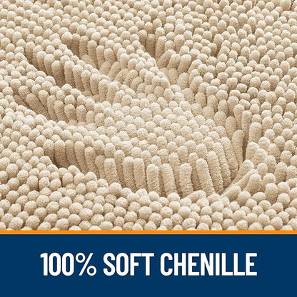 OLANLY Bathroom Rugs 32x20, Extra Soft Absorbent Chenille Bath Rugs, Rubber Backing Quick Dry, Machine Washable Bath Mats for Bathroom Floor, Tub and Shower, Home Decor Accessories, Beige