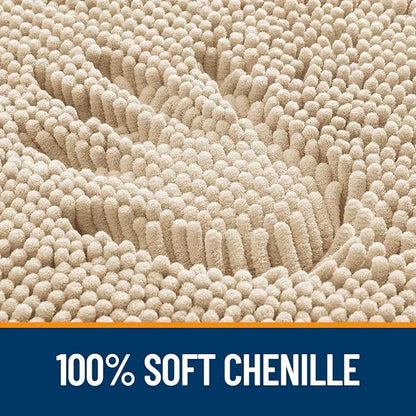 OLANLY Large Bathroom Rugs 44x32, Extra Soft Absorbent Chenille Bath Rugs, Rubber Backing Quick Dry, Machine Washable Bath Mats for Bathroom Floor, Tub and Shower, Home Decor Accessories, Beige