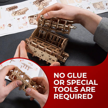 UGEARS V8 Engine Model Kit - 3D Wooden Puzzles for Adults, 3D Puzzle Model Engine Kit, DIY Kits Gifts for Engineers for Christmas, Wooden Model Kits for Adults to Build, Brain Teaser Hobby Set