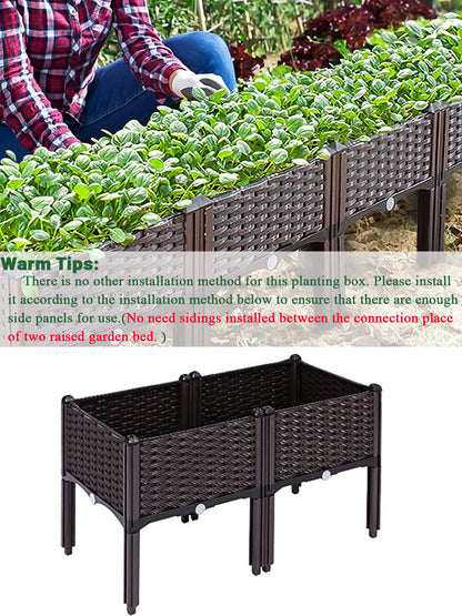 Kalolary 2 Sets Raised Garden Bed Elevated Garden Bed with Legs Patio Plant Boxes Vegetable Flowers Planting Raised Container for Indoor Outdoor Plant Fence Balcony Yard Gardening Supplies