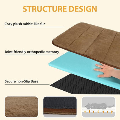 Dog Crate Pad for Large Dog - 35x23 Memory Foam Dog Bed, Washable & Anti-Slip Dog Bed Mat, Ultra Soft Kennel Pad for Dogs Cozy Sleeping Mat, Khaki